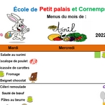 Menus de la cantine mars-2022 école de Petit palais et Cornemps